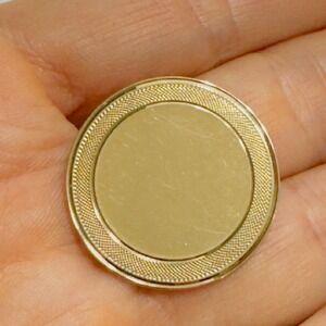 Vintage LAMODE KARATCLAD Round Circle Brooch Pin 1950's 60's Gold Tone